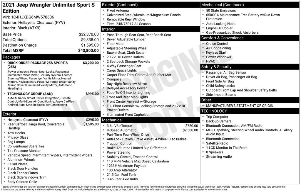 2021 Jeep Wrangler Unlimited Sport S