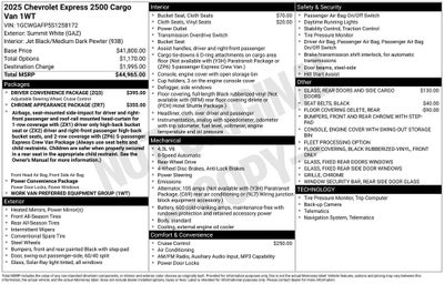 2025 Chevrolet Express 2500 Work Van Cargo