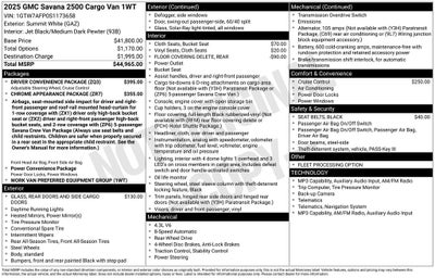 2025 GMC Savana 2500 Work Van