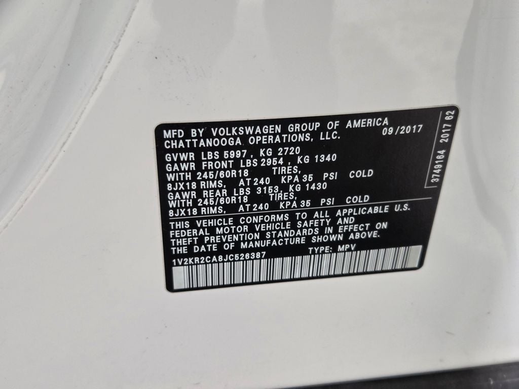 2018 Volkswagen Atlas 3.6L V6 SE 4Motion