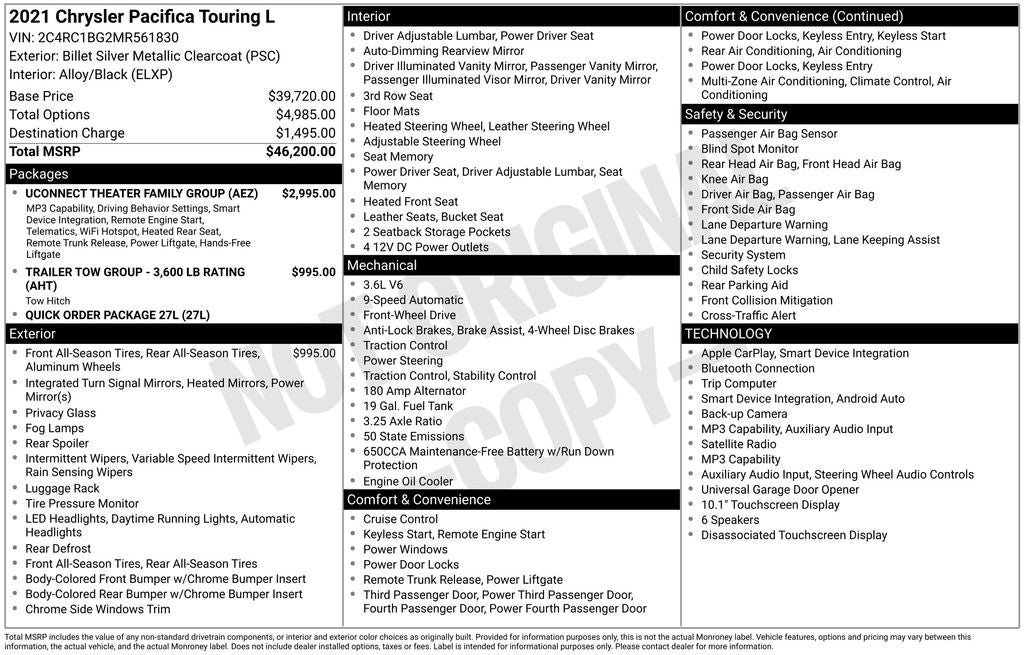 2021 Chrysler Pacifica Touring L