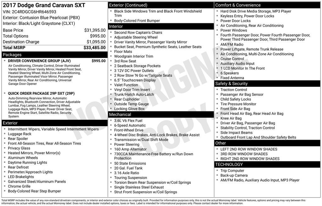2017 Dodge Grand Caravan SXT