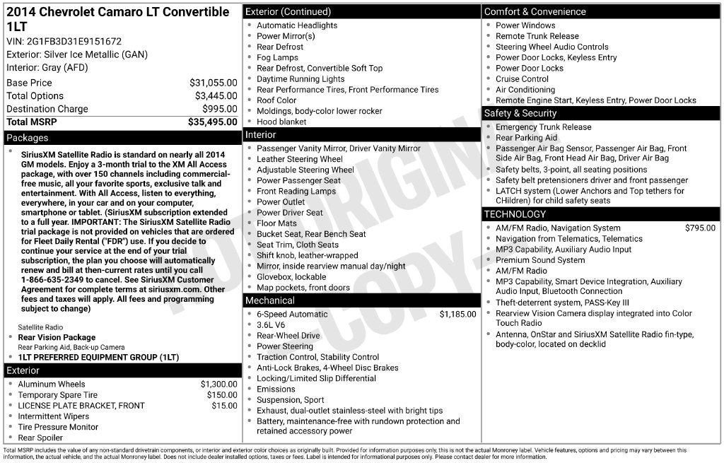 2014 Chevrolet Camaro 1LT