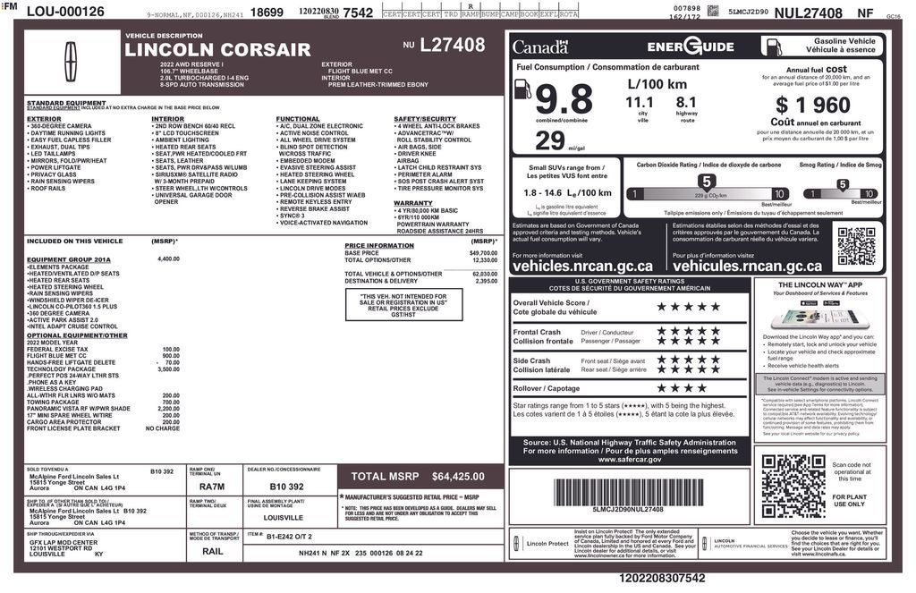 2022 Lincoln Corsair Reserve