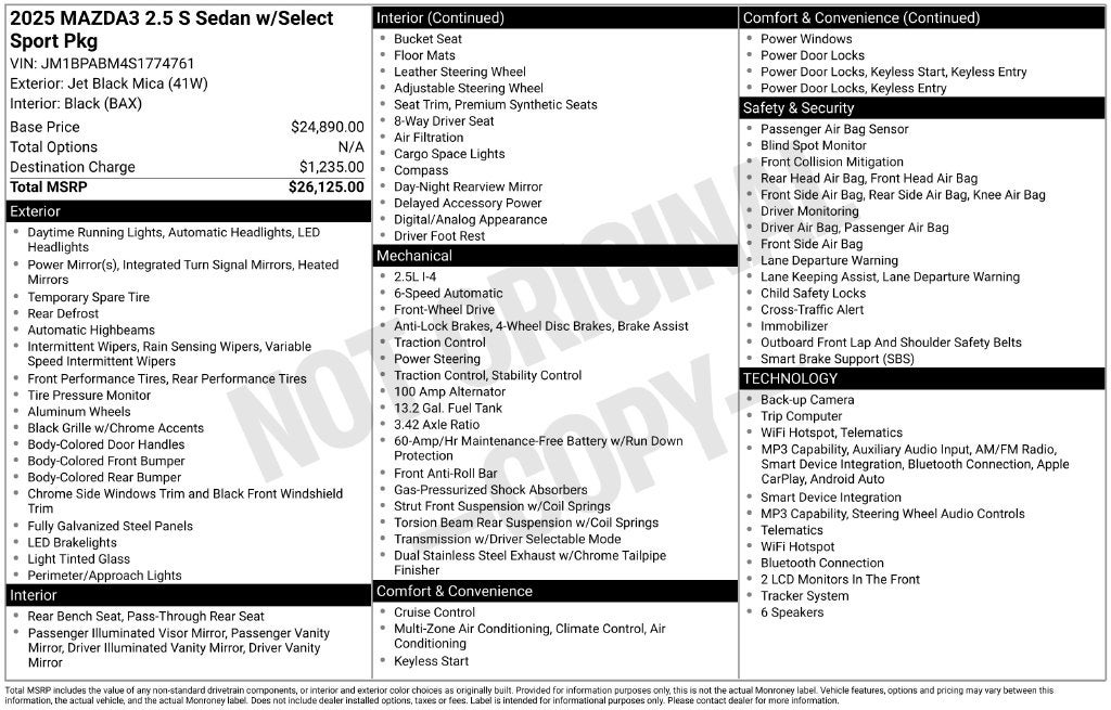2025 Mazda Mazda3 2.5 S Select Sport