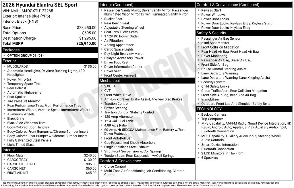 2026 Hyundai Elantra SEL Sport