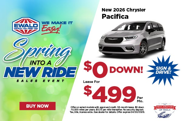 2026 Chrysler Pacifica $0 Down, Lease for $499 