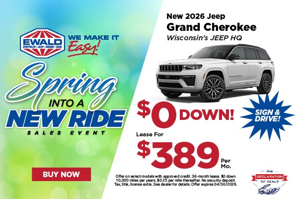2026 Jeep Grand Cherokee $0 Down, Lease for $389