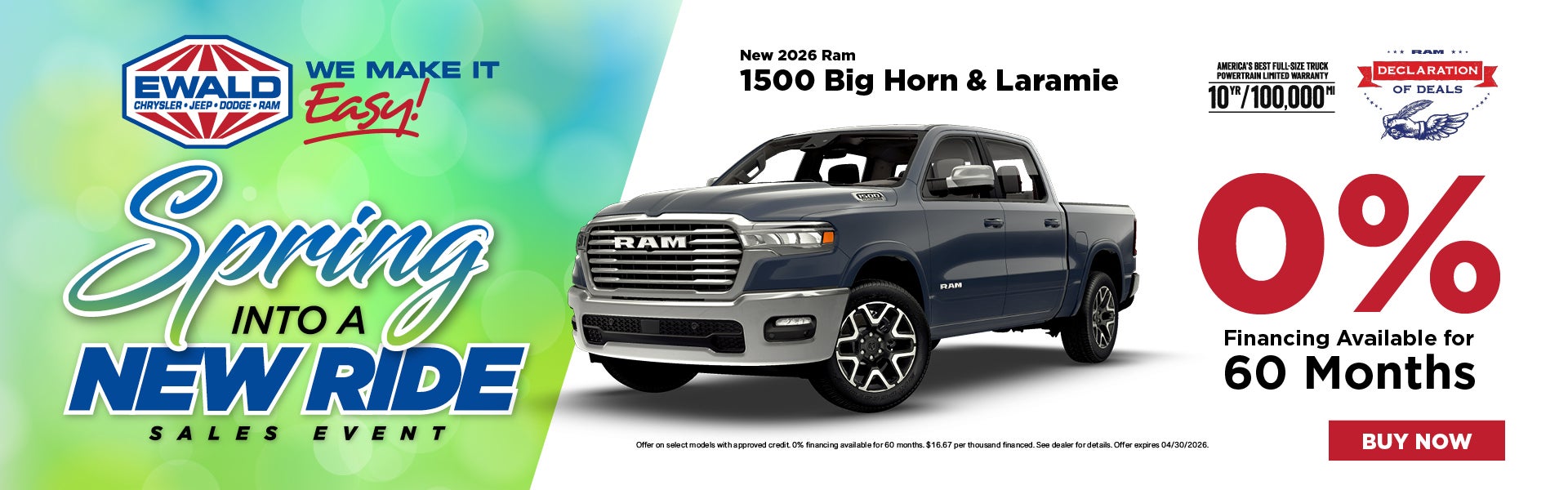 2026 Ram 1500 Big Horn & Laramie 0% APR for 60 Mo (1)