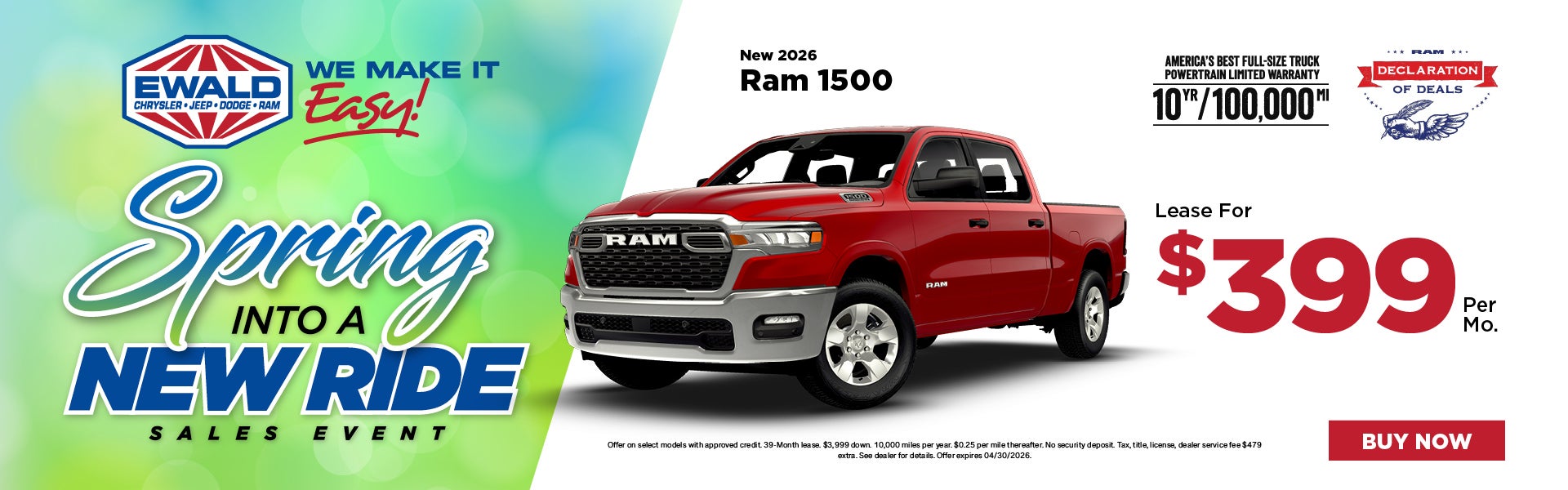 2026 Ram 1500 Lease for $399 per mo