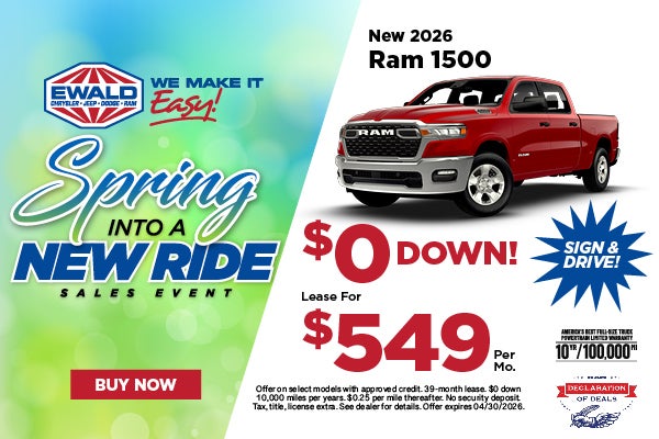 2026 Ram 1500 $0 Down, Lease for $549 Per Mo