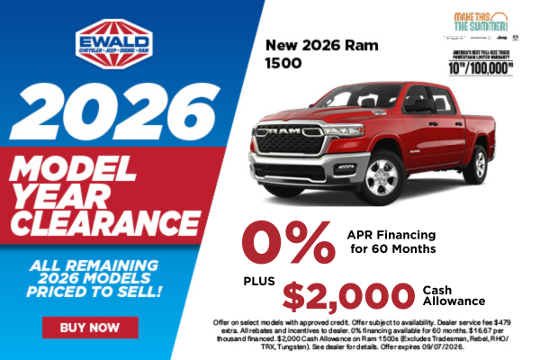 2026 Ram 1500 0% APR for 60 plus $2,000 Cash Allowance