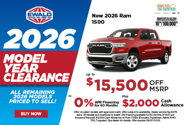 2026 Ram 1500 up to $15,500 off MSRP or 0% for 60 