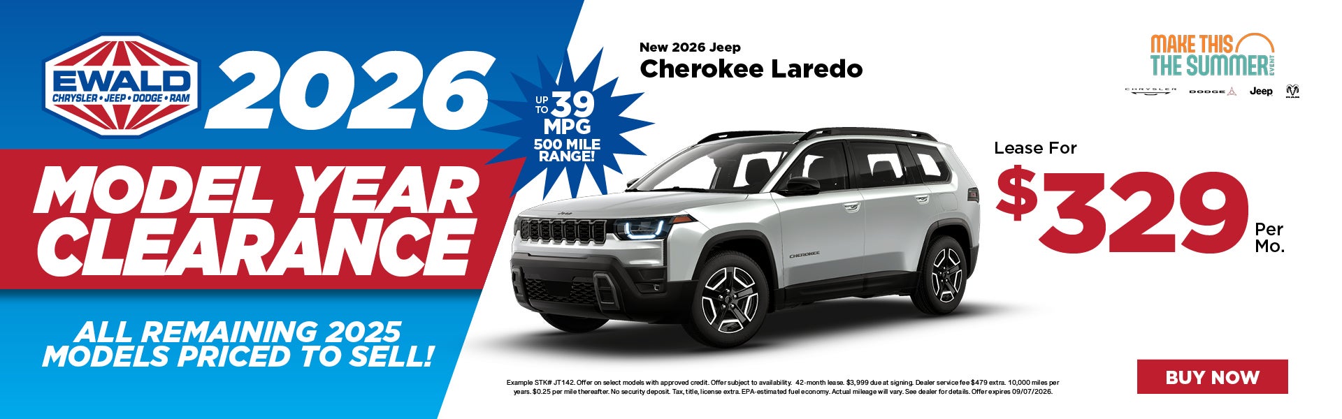 2026 Jeep Cherokee Laredo Lease $329