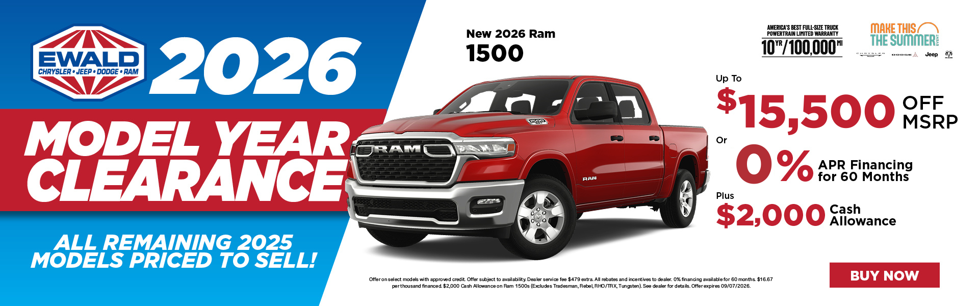 2026 Ram 1500 up to $15,500 off MSRP or 0% for 60 
