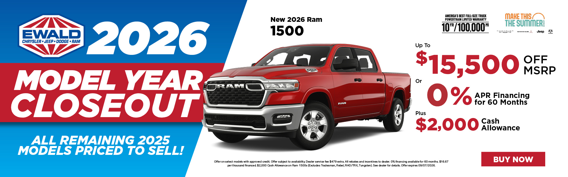 2026 Ram 1500 up to $15,500 off MSRP or 0% for 60 