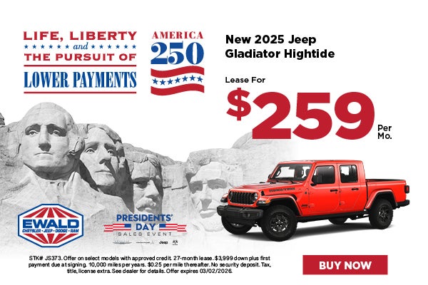 2025 Jeep Gladiator Hightide Lease for $259