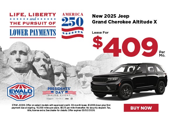 2026 Jeep Grand Cherokee Altitude X Lease for $409