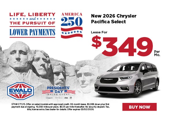 2026 Pacifica Select lease for $349