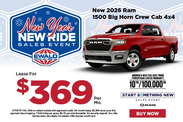 2026 Ram 1500 Big Horn Crew Cab 4x4 Lease for $369 Per Mo (