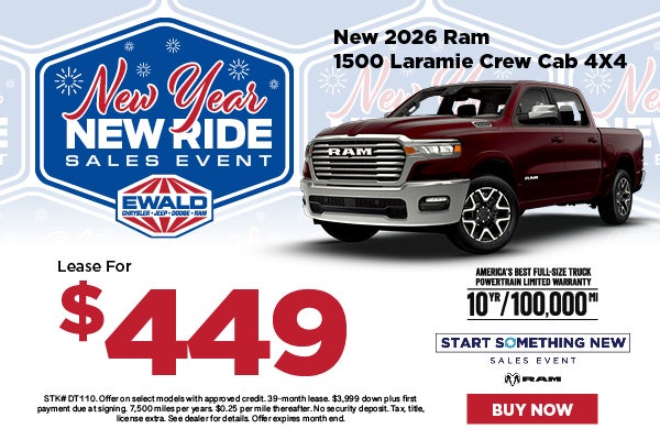 2026 Ram Laramie Crew Cab 4x4 Lease for $449 Per Mo