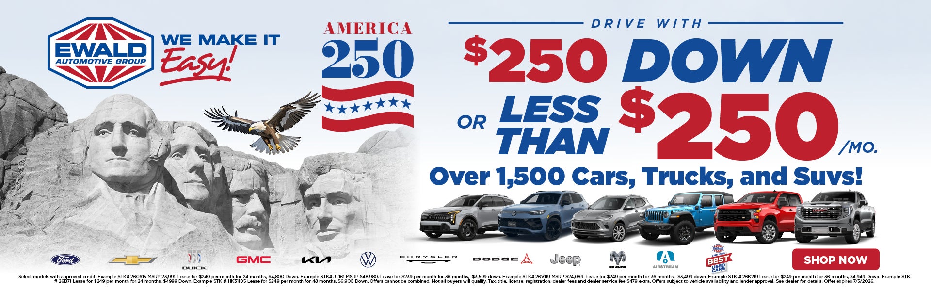 Drive with $250 Down or $250 per month!