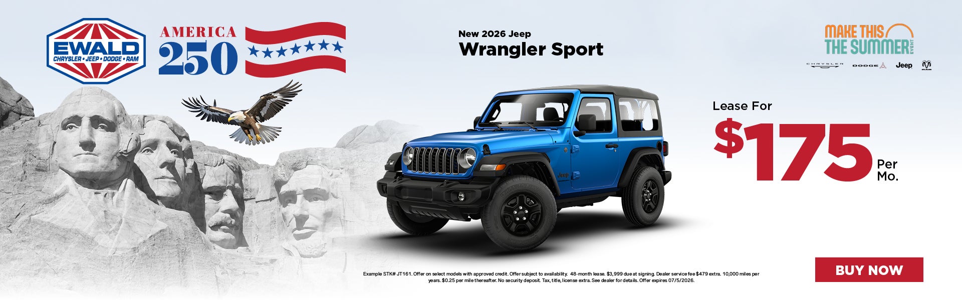 2026 Jeep Wrangler Sport Lease $175 per mo
