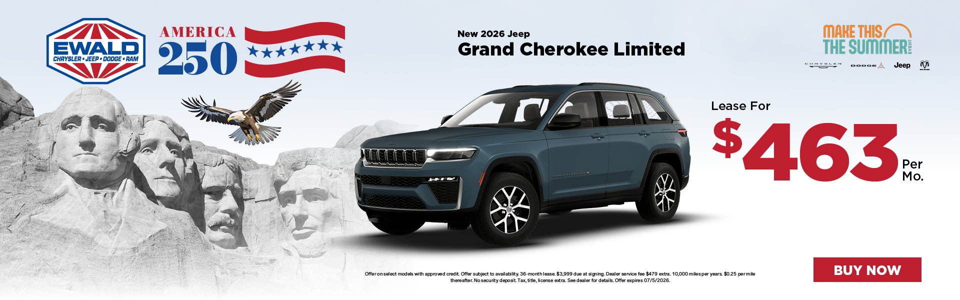 Jeep Grand Cherokee Limited Lease $463 per mo. 