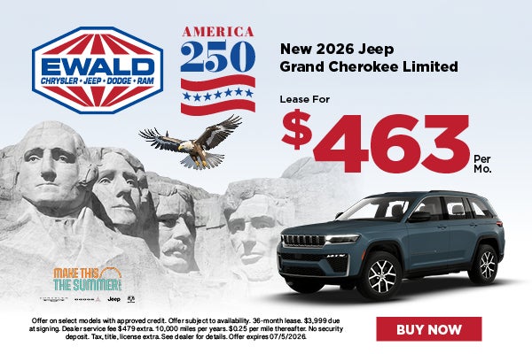 Jeep Grand Cherokee Limited Lease $463 per mo. 