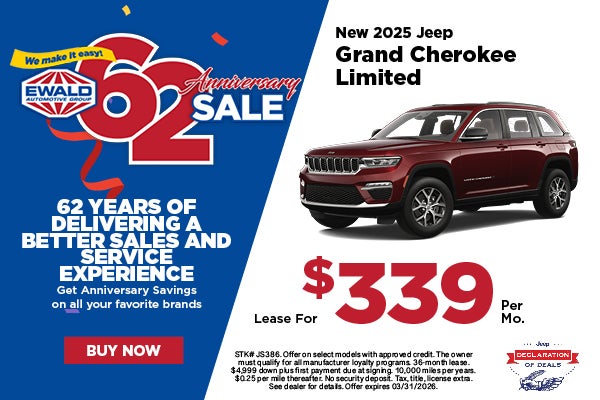 2025 Jeep Grand Cherokee Limited lease for $339