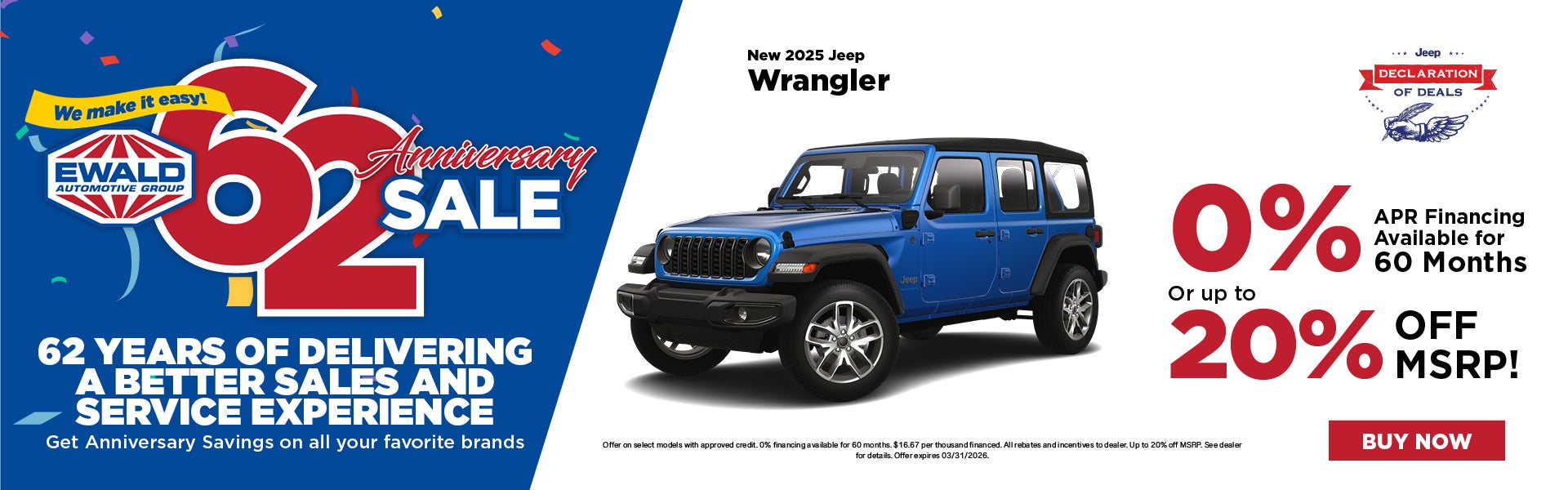 2025 Jeep Wrangler 0% APR or 20% off MSRP 