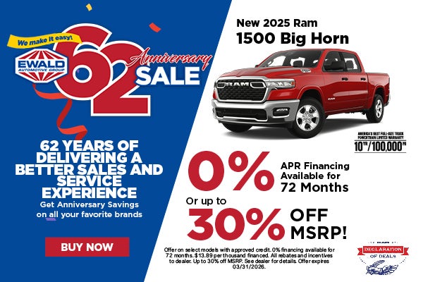 2025 Ram 1500 Big Horn 0% APR or 30% Off MSRP