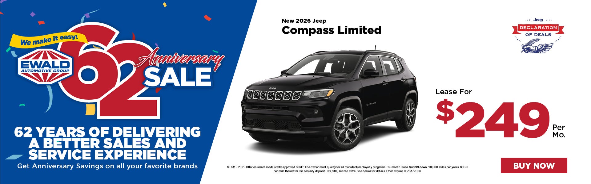 2026 Jeep Compass Limited lease for $249