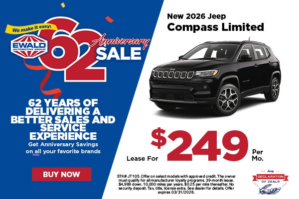 2026 Jeep Compass Limited lease for $249