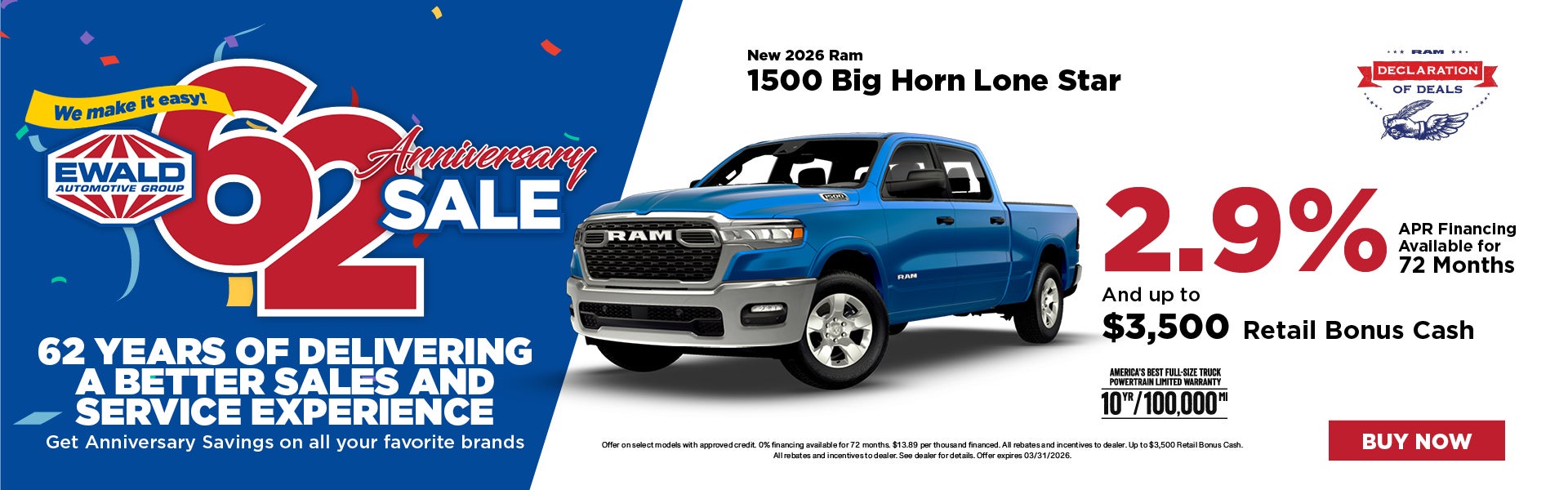 2026 Ram 1500 Big Horn 2.9% APR and up to $3,500 