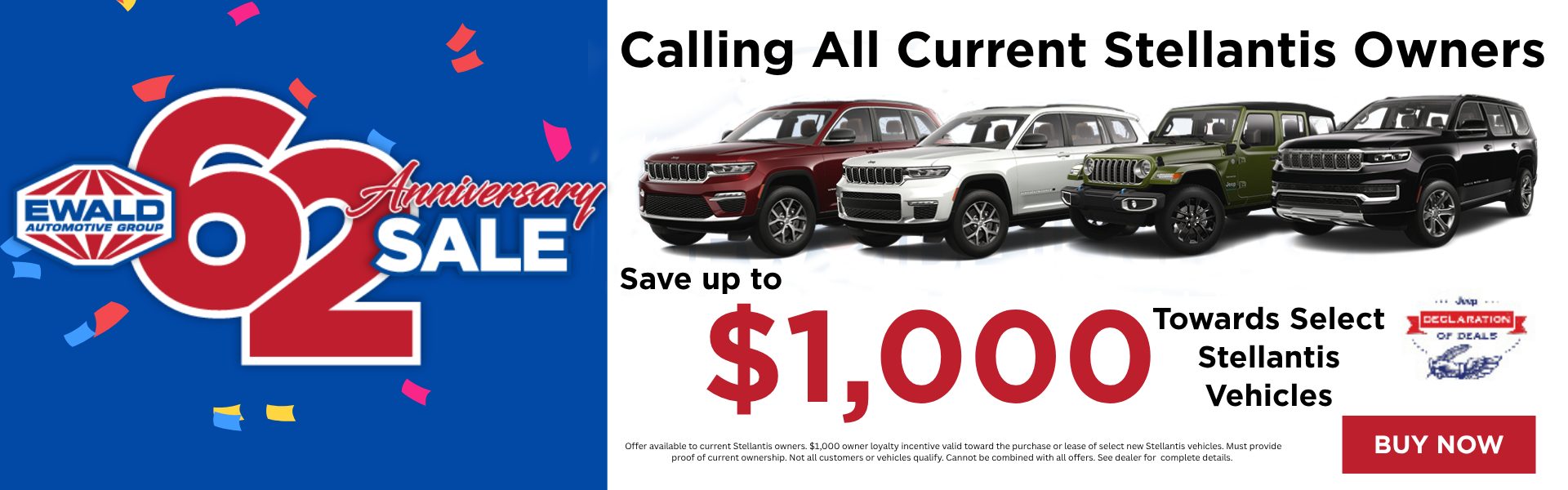 $1,000 Bonus for Select Stellantis Vehicles