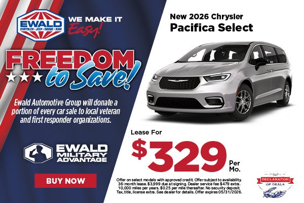 2026 Chrysler Pacifica Select Lease for $329 