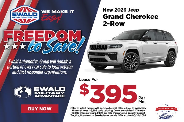 2026 Jeep Grand Cherokee 2-row Lease for $395 per mo