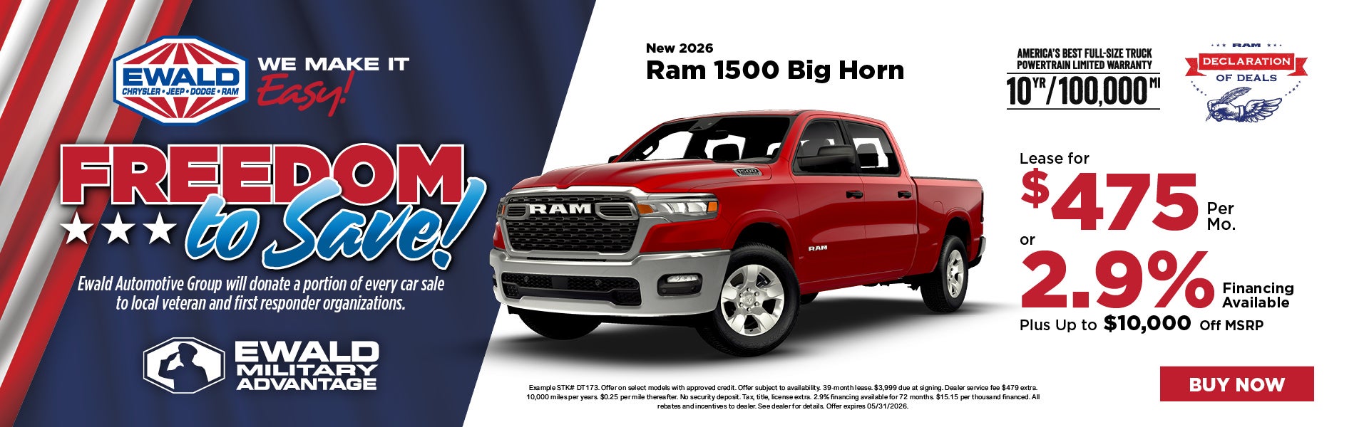 2026 Ram 1500 Big Horn $475 or 2.9% APR plus up to$10k off 