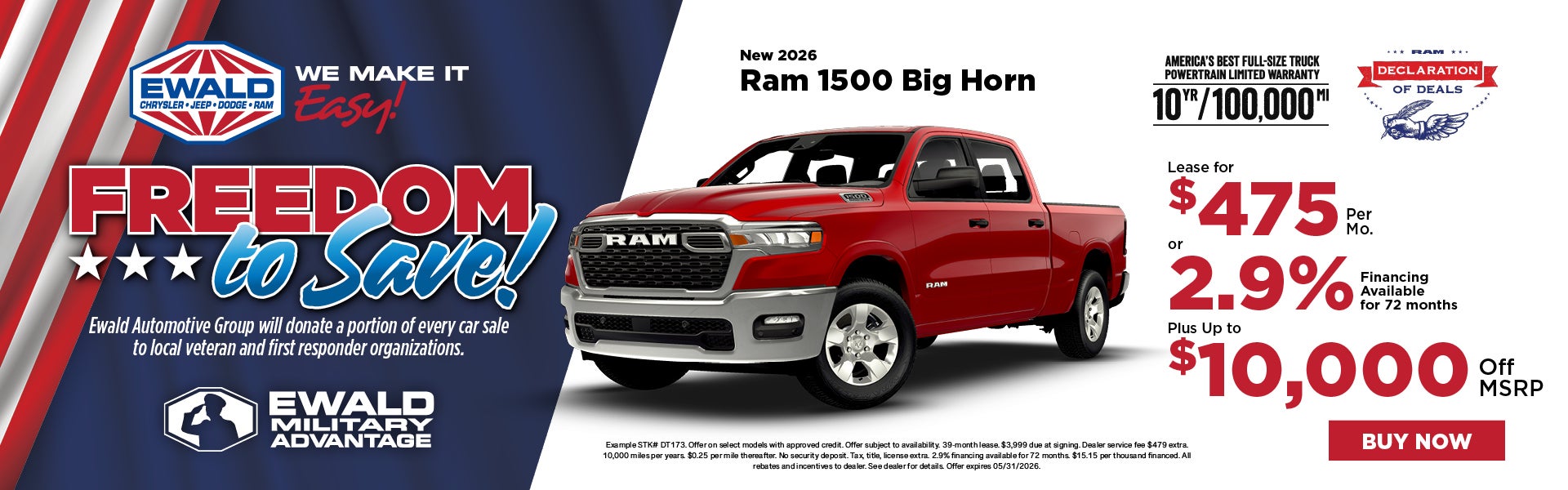 2026 Ram 1500 Big Horn $475 or 2.9% APR plus up to$10k off 
