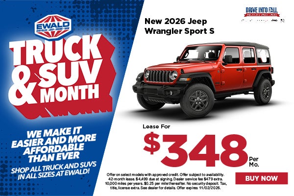 2026 Jeep Wrangler Sport S Lease for $348
