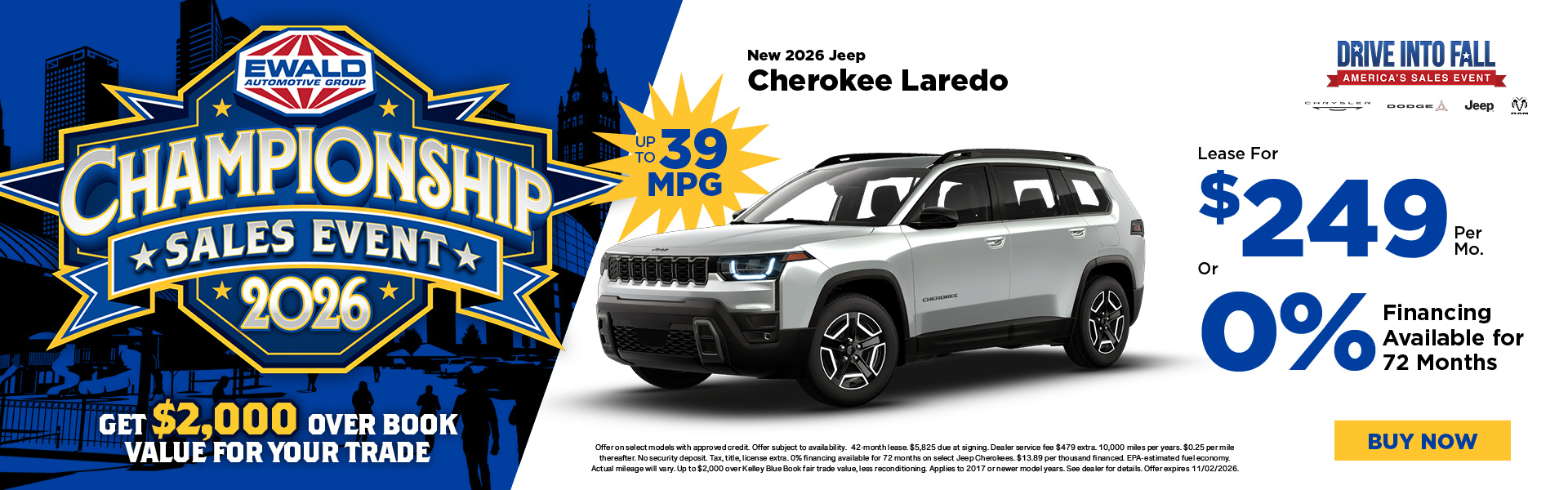 2026 Jeep Cherokee Laredo Lease $249