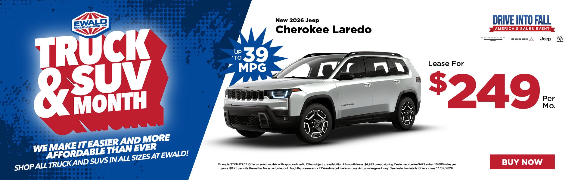 2026 Jeep Cherokee Laredo Lease $249